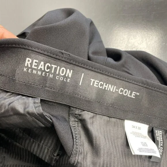 NEW Kenneth Cole Reaction Men's 34x30 Black Slim Fit Performance Pants - Picture 5 of 7